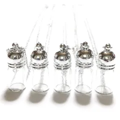 【人気商品】ミニボトル ネックレス ガラス容器 液体封入可能 [jupica] (メモリーオイル、ハーバリウムオイル対応 中栓付き)Sサイズ5点セット