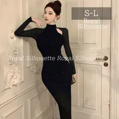 キャバドレス ドレス ブラック 黒 長袖タイトスカート ナイトドレス 着痩せ ロング丈 S M L オシャレ おしゃれ 上品 エレガント 大人かわいい フォーマル お呼ばれ ロングスカート