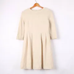 クミキョク ワンピース ドレス 長袖 ラウンドネック フォーマル セレモニー ウール混 レディース 1サイズ ベージュ 組曲 【中古】