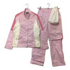 中古 レディース アディダスゴルフ adidas GOLF レインウエア L ピンク 2WAY 上下 収納袋付き