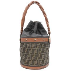 【本物保証】 希少 レア 超美品 フェンディ FENDI ズッカ柄 バケツバッグ 2305 8BR555 VJJ 069 ショルダーバッグ キャンバス レザー 茶