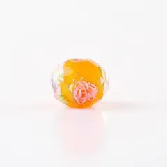 オレンジ 12/10/8mm とんぼ玉 4個 向日葵イエロー だいだい色 トンボ玉 薔薇 ローズ フラワーパーツ リーフ ボタニカル ボタンカットビーズ カットガラス ランプワークビーズ 浴衣 着物 ブレスレット ピアス イヤリング ハンドメイド 手作り S