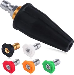 LEONTOOL 互換品 ターボノズル 汎用スプレーノズル 圧力洗濯機のヒントターボノズル 360度回転ノズル チップ 高圧洗浄機 フラッシングジェットノズルキット 5種 異なる噴射角 0° 15° 25° 40° 散水ノズル(多色)