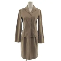 ボールジー BALLSEY トゥモローランド スーツ スカートスーツ セットアップ 上下セット ジャケット テーラードカラー スカート ミディ丈 日本製 シルク混 タマムシ調 ブラウン 茶 38