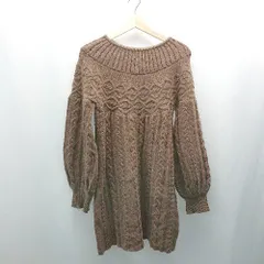 ◇ deicy ニット ガーリー フェミニン ケーブル編み 長袖 ひざ丈 ワンピース サイズFREE ブラウン レディース E 【1307210021214】