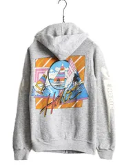 【お得なクーポン配布中!】 80s USA製 ホビー 3面 サーフ プリント フルジップ スウェット フード パーカー メンズ S 80年代 HOBIE ヴィンテージ 裏起毛 トレーナー 灰