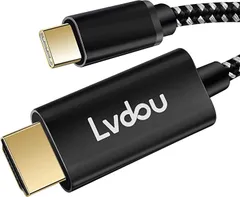 lvdou 互換品USB C HDMI変換ケーブル 1.8M接続ケーブル Type-C 4K映像出力 HDMI変換アダプター Thunderbolt3 タイプC to 対応(ブラック)