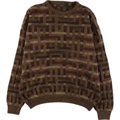 古着 FENZIA 総柄 アクリルニットセーター メンズXL/eaa357859