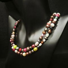 【未使用】 天然 淡水パール バロック マルチカラー ロングネックレス （SNA）22400