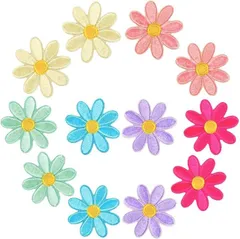 WATASHINO ワッペン アイロン アップリケ 花 4cm 12枚セット 女の子 子供 刺繍 かわいい(ミルキー6色,  4cm)