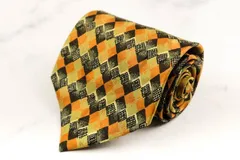 ピエールカルダン ブランド ネクタイ シルク チェック柄 メンズ イエロー Pierre Cardin 【中古】