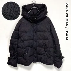 ザラウーマン 総柄 ダウンジャケット スタンドカラー ジップアップ Lサイズ相当 袖絞り ZARA WOMAN レディース