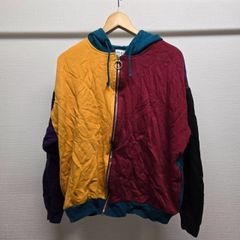 TRADERBAY フルジップアップパーカー フーディー L イエロー 青 赤  ヴィンテージ メンズ 古着 M-C-374