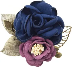 A'sTool コサージュ 入学式 卒業式 卒園式 フォーマル スーツ ブローチ 結婚式 上品 ピン クリップ 2way( 濃紺＆バイオレット)