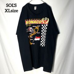 【SOL'S】F1 MONACO GP モナコグランプリ　レーシングカー　車　プリントロゴ　オーバーサイズ　半袖Tシャツ　クロ　XL US古着