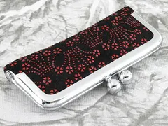 印鑑ケース がま口 口金 シルバー色 はんこケース 黒印伝 No.13 鹿革 赤うるし 桜草 10.5mm～12mm おしゃれ 印鑑収納 プレゼントやギフトに！ 10.5ミリ 12ミリ 実印 銀行印 認印 個人ハンコ