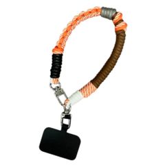 ☆ ストライプオレンジ ☆ 編み込みパラコード ハンドストラップ ハンドストラップ スマホ 携帯ストラップ ショートストラップ 編み込みパラコード 手首 スマホストラップ リストストラップ 落下防止 携帯アクセサリー スマホアクセサリー 大人