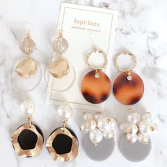 歪みゴールド オーバルプレート セット《ピアス/イヤリング》