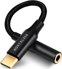 NOSTALSIC USB C ＆ 3.5 mm イヤホンジャック変換 オーディオアダプタ DAC搭載 24bit/96KHz対応 ハイレゾ音質 TRRS/4極 ナイロン編み 音量調節/通話/音楽対応 iPhone15 16 シリーズ/iPad  [ブラック]