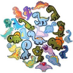 Lezalic ワッペン 恐竜 ダイナソー アイロン アップリケ 動物 刺繍 子供 幼稚園 保育園 モチーフ 刺しゅう パッチ 装飾 男の子 女の子 (ポップ恐竜セット(26枚)) [ポップ恐竜セット(26枚)]