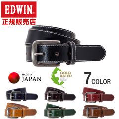 エドウィン EDWIN ベルト シングルステッチ 手塗り 牛側 本革 レザー ロゴ メンズ レディース カジュアル プレゼント ギフト 日本製 正規販売店 22269291 0111173