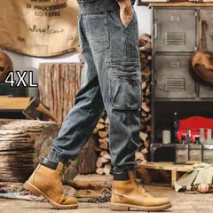[4XL]春 コーデ メンズ 用 服 シンプル ファッション オシャレ 大人 かっこいい 大きいサイズ ストリート 紳士服 アメリカン レトロ ストレート レッグ ジーンズウォッシュ パンツ アンクル カジュアル