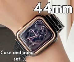 44mm ２点セット ブラック　ローズライン　アップルウォッチケース カスタム　カバー　画面保護　ギフト　38 40 41 42 44 45　49 キラキラ　ベルト　バンド  series2/3/4/5/6/7/8/9　se1/2/3 Ultra1/2/3