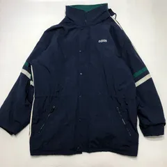 adidas/アディダス ナイロンジャケット スリーライン パーカー フーディー ウエストドローコード ロゴ刺繡 90’s メンズ L ネイビー/グリーン