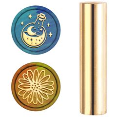 新品 CRASPIRE 15mm シーリングスタンプ 花 雛菊 ワックスシールスタンプ 魔法ボトル 月 星 双頭 銅 円柱ハンドル ミニサイズ 復古風 レトロ 洋式 封蝋 カード 招待状 手紙 封筒 DIY 手芸用品