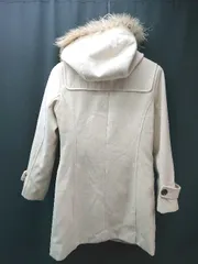 ■ INGNI フード ファー 裏地 ボタン 起毛 シンプル オシャレ カジュアル 長袖 コート サイズM ベージュ レディース E  【1307260044232】