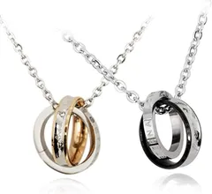 aliba ペアネックレス ペアリング カップル 2個セット 記念日 ステンレスチェーン ジュエリーケース付き(チタン)