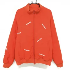 【美品】ジャックバニー 中綿ジャケット オレンジレッド×白 身頃ロゴ柄 メンズ 6(XL) ゴルフウェア Jack Bunny