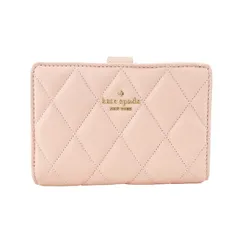 新品 ケイトスペード kate spade 2つ折り財布 SMOOTH QUILTEDLEATHER EDIUM COMPACT BIFOLD WALLET コンクピンク
