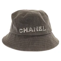 CHANEL (シャネル) ロゴラインストーン デニムバケットハット 帽子 グレーのサムネイル