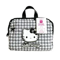 サンリオ ハローキティ パッカブル トートバッグ Lサイズ (Houndstooth) 折り畳み  Sanrio