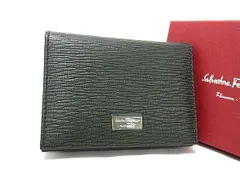 ■新品■未使用■ Salvatore Ferragamo フェラガモ レザー カードケース カード入れ 名刺入れ メンズ レディース ブラック系 BM3104のサムネイル