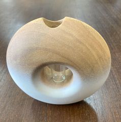 『Vase Tsunami』ドーナッツ　木製　マンゴーウッド　一輪挿し花瓶　フラワーベース　アジアンリゾート　雑貨