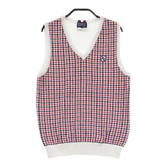 サイズ：0 PEARLY GATES パーリーゲイツ  Vネック ニットベスト チェック柄 レッド系 [240101336660] ゴルフウェア レディース ストスト