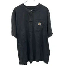 carhartt 半袖 ロゴTシャツ XL チャコール プルオーバー ヘンリーネック ポケット付き カーハート 古着卸 アメリカ仕入 a705-5527