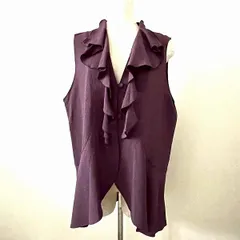 #anc シセンドウ ヒトシタムラ 詩仙堂 HITOSHI TAMURA ベスト ジレ 赤紫 ちりめん フリル レディース [930323]