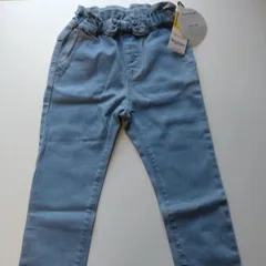 775  110cm 120cm 130cm moujonjon ムージョンジョン　女の子　インディゴ染め リボン付きストレッチデニム　新品