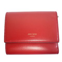 JIMMY CHOO ジミーチュウ 三つ折り財布 Marinda AYO マリンダ レザーウォレット レッド系【いおき質店】