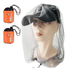 【在庫セール】2枚 収納ポーチ付き アウトドア 虫除けネット 虫除け 防虫ネット 蚊帳 蚊よけ 虫よけネット 虫対策 帽子ネット 虫よけネット ヘッドネット 虫除けネット コンパクト ALLMIRA ミニ 携帯 蚊よけフェイスガード コンパクト収納 ハイキング