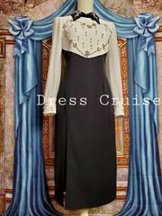フリー【新品インポートセレクト】オールプリーツボウタイワンピース