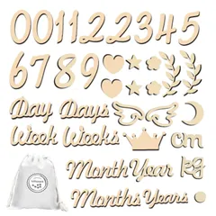 出産祝い 撮影用 成長記録 寝相アート 記念日フォト 月齢フォトグッズ ニューボーンフォト ベビー用品 マンスリーカード 新生児 レターバナー 赤ちゃん 天然木製 飾り付け 月齢フォト (36枚 lollipopk 羽)