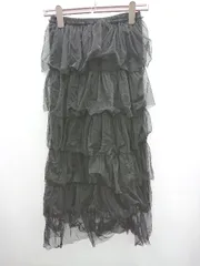 ◇ Θ ELENCARE DUE フリル ティアード ロング フレア チュール スカート サイズF ブラック レディース P  【1410160007136】