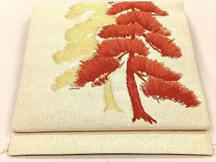 平和屋着物◎綴れ　八寸名古屋帯　枝松文　金糸　正絹　逸品　CAAX2830id