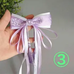 髪飾りリボン華やか編み込みヘア子供コスプレ中華風ヘアむらさきフォーマルセレモニー