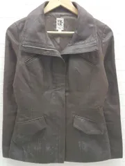 ◇ Michel Klein ミッシェルクラン ジップアップ 長袖 レザー ジャケット 38 ブラウン * 1002799849494 【中古】 【1002799849494】