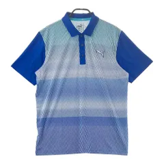 サイズ：US M PUMA GOLF プーマゴルフ  半袖 ポロシャツ ストライプ柄 ブルー系 [240101382197]# ゴルフウェア メンズ ストスト